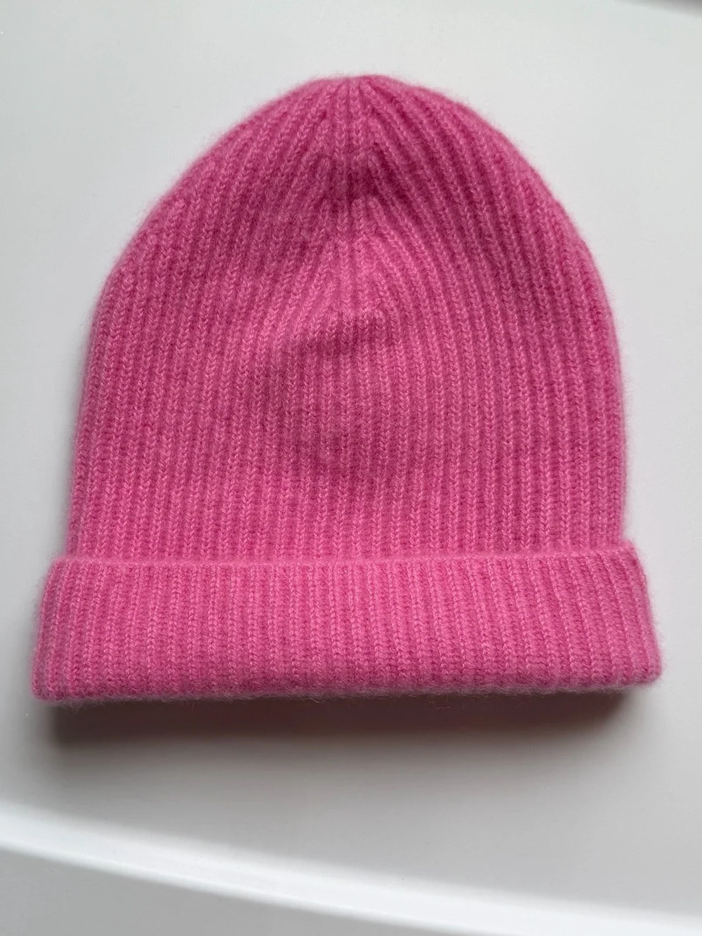 NAADAM 100% Cashmere Pink Rib Knit Cuffed Beanie Hat One Size